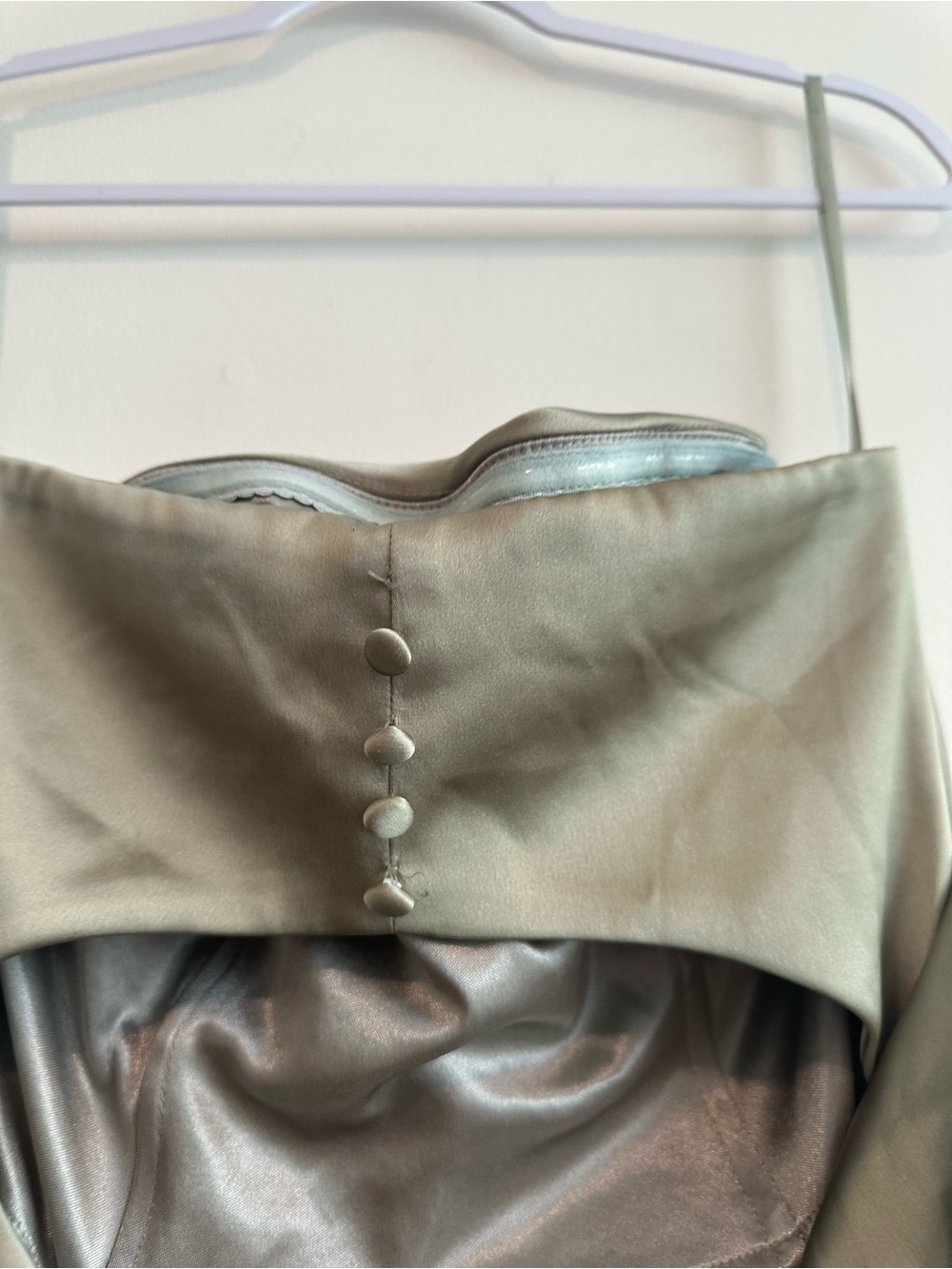 Revelry Satin Leo Dress in Silver Sage Sz 8 - Picture 12 of 14